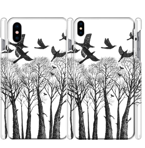 Чехол глянцевые для iPhone X Птицы и деревья - купить в интернет-магазине Мэриджейн в Москве и СПБ