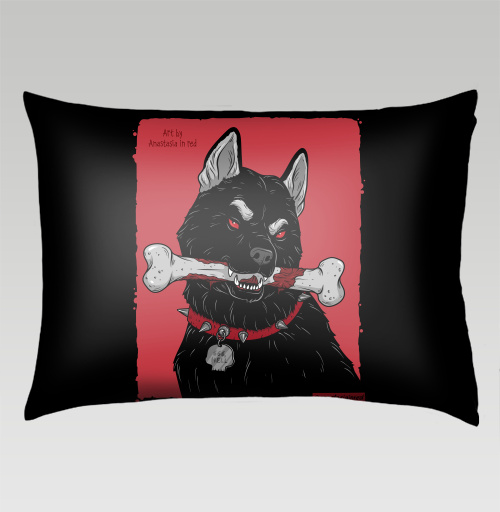 Прямоугольная подушка с рисунком Черный пёс