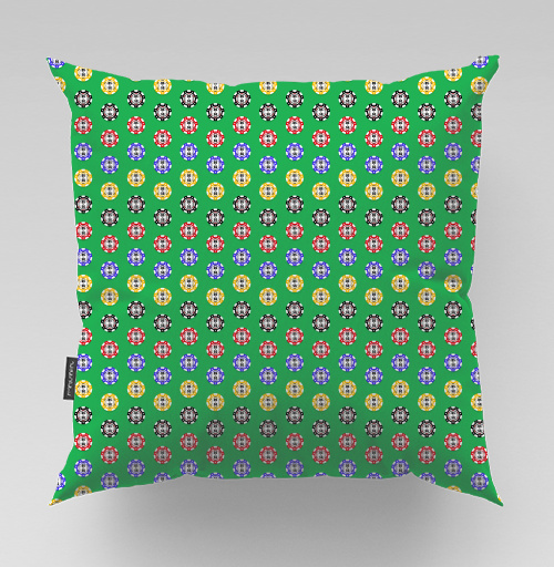 Фотография футболки Яркий паттерн с фишками для покера на зеленом фоне