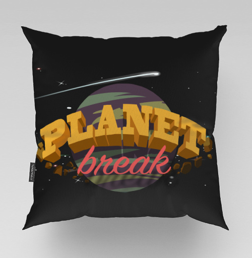 Фотография футболки Яркий логотип PLANET break в космической тематике