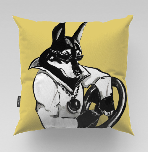 Фотография футболки Стильный пёс-рокер за рулём — арт в духе ретро