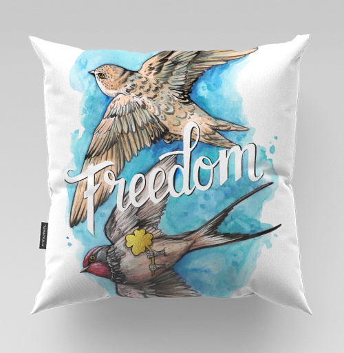 Фотография футболки Freedom – Свобода птицы в небе с золотым клевером удачи Свобода