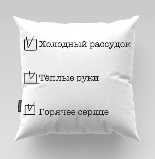 Фотография футболки Список качеств человека Холодный рассудок Тёплые руки Горячее сердце