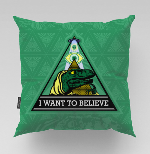 Фотография футболки Велоцираптор Иллюминат с Надписью I WANT TO BELIEVE