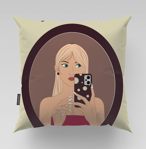 Фотография футболки Девушка с зелеными глазами и аксессуарами Selfie Time