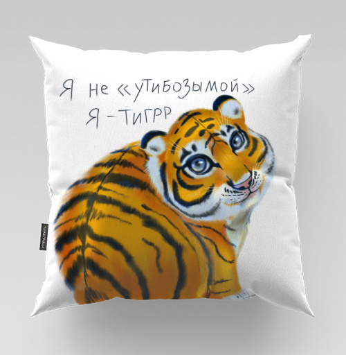 Фотография футболки Милый тигренок с большой головой на сером фоне