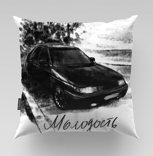 Фотография футболки Черный автомобиль молодость деревья дорога светотень