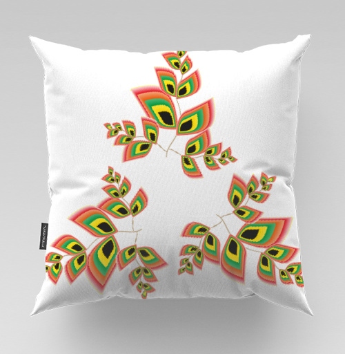 Фотография футболки Яркие листья с абстрактными узорами на сером фоне