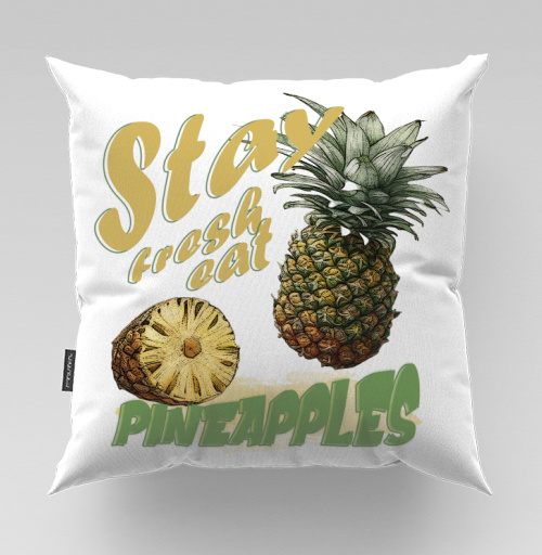 Фотография футболки Свежий ананас с натуральной текстурой и надписями pineapples