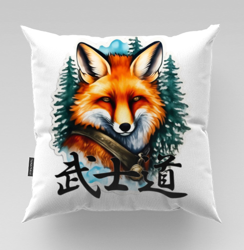 Фотография футболки Портрет Лисы-Самурая в стиле Sticker Art