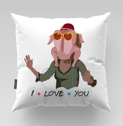 Фотография футболки Комичный человек с индейкой на голове на фоне I LOVE YOU