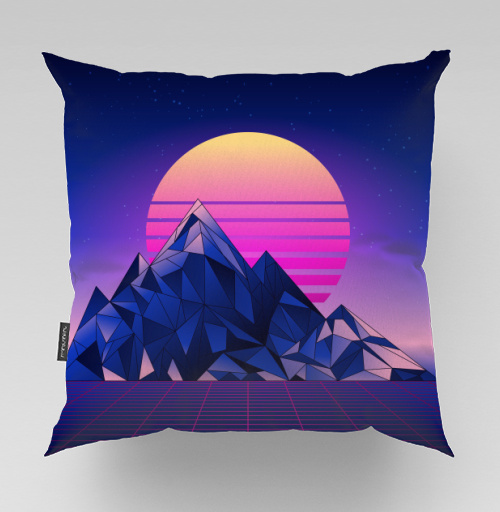 Фотография футболки Цифровой закат в стиле Synthwave с неоновой палитрой