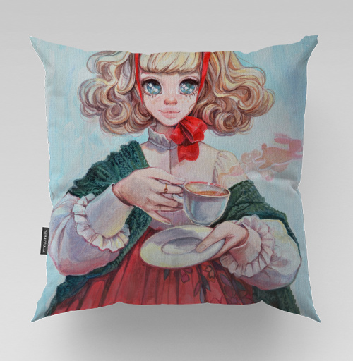 Фотография футболки Tea Party Girl / Девочка с чаем в красном платье весна и волшебство