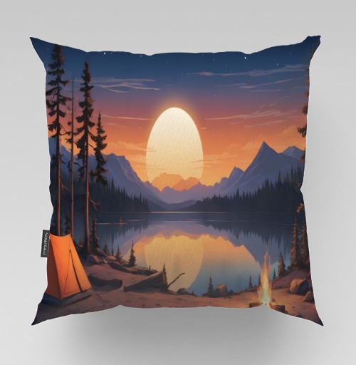 Фотография футболки Nature adventures at the mountain lake sunset / Поход к горному озеру на закате