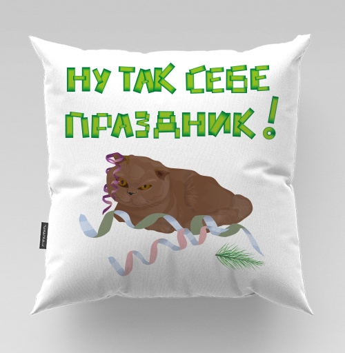 Фотография футболки Меланхоличный кот среди мишуры иронизирует над праздником