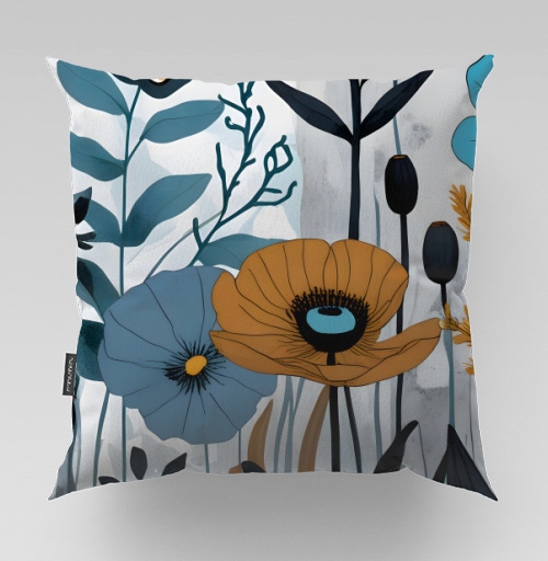 Фотография футболки Дикие горчичные маки и синие полевые цветы Botanical floral pattern