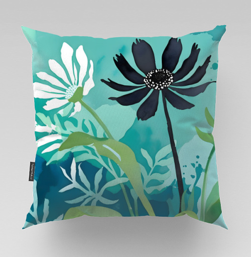 Фотография футболки Modern Teal Floral Composition / Абстрактная бирюзовая цветочная композиция