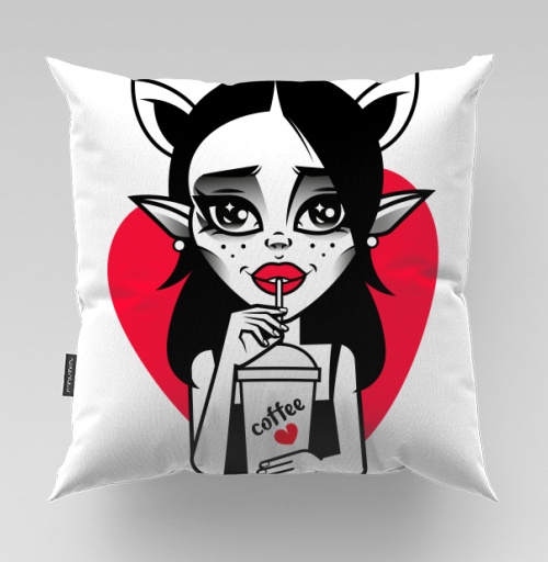 Фотография футболки Gothic girl drinks coffee / Гот девушка пьет вкусный утренний кофе