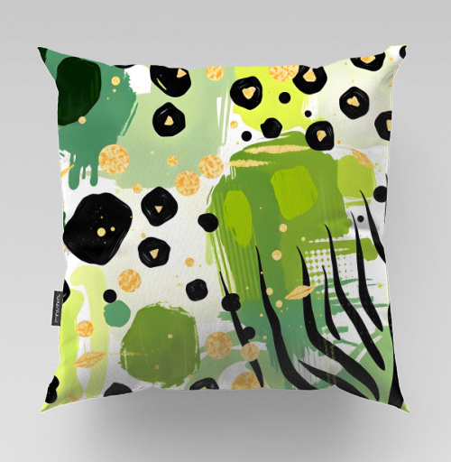 Фотография футболки Яркие зеленые джунгли золотая абстракция Abstract tropical jungle
