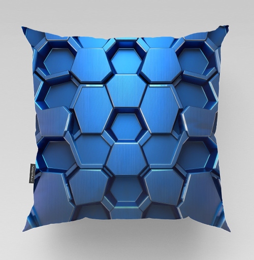 Фотография футболки Futuristic Digital Abstract – Синий металлический шестигранник