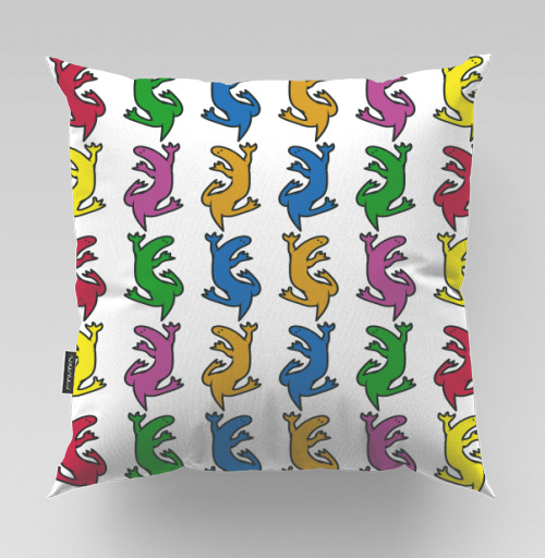 Фотография футболки Разноцветные ящерицы на сером фоне Colorful lizards on gray background