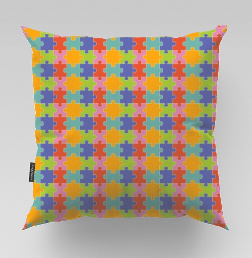 Фотография футболки Бесконечная яркая мозаика из элементов Puzzle Pattern Узор пазлов