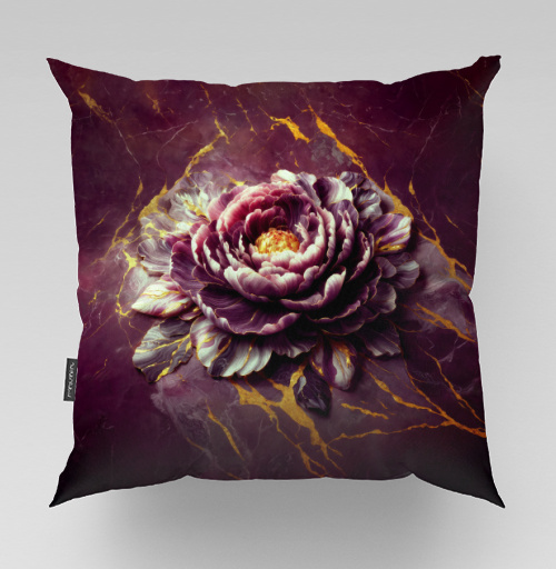 Фотография футболки Golden Marble Peony – Золотой мраморный пион на фоне декоративного изделия