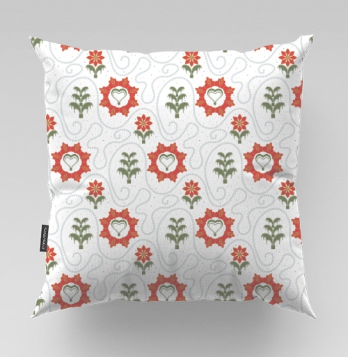Фотография футболки Heart Flower Pattern – Сердечный цветочный орнамент на черном фоне