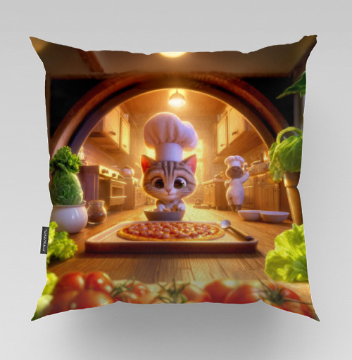 Фотография футболки Chef Cat / Котенок повар старательно готовит вкусную горячую пиццу для всей семьи