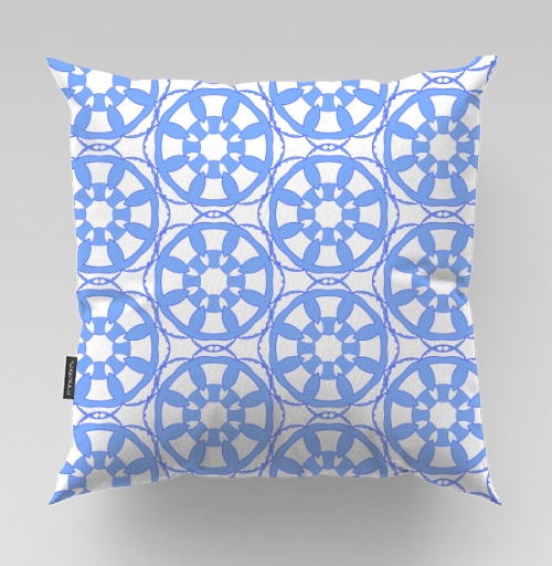 Фотография футболки Blue Geometric Tile Pattern / Синий Геометрический Узор синий серый орнамент