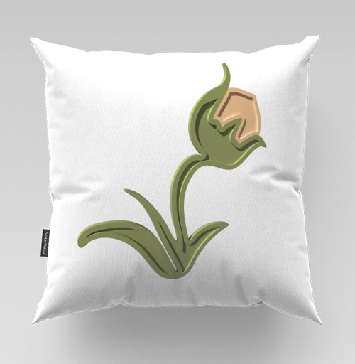 Фотография футболки Зеленый объемный тюльпан на черном фоне / Stylized green tulip 3D
