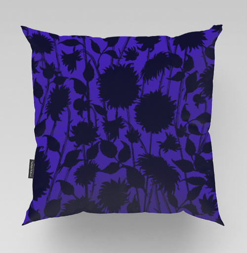 Фотография футболки Black Sunflower Silhouette Черный силуэт подсолнуха синие темные подсолнухи