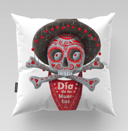Фотография футболки Череп с сомбреро Día de los Muertos яркий арт