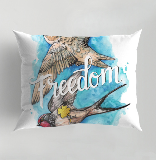 Фотография футболки Freedom – Свобода птицы в небе с золотым клевером удачи Свобода