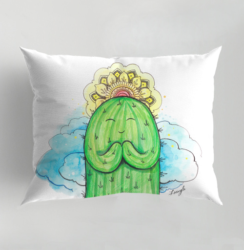 Фотография футболки Спокойный медитирующий кактус с позитивной надписью be cactus