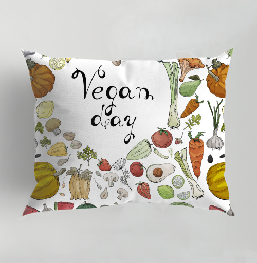 Фотография футболки Овощи фрукты ягоды зелень зеленом фоне Vegan day