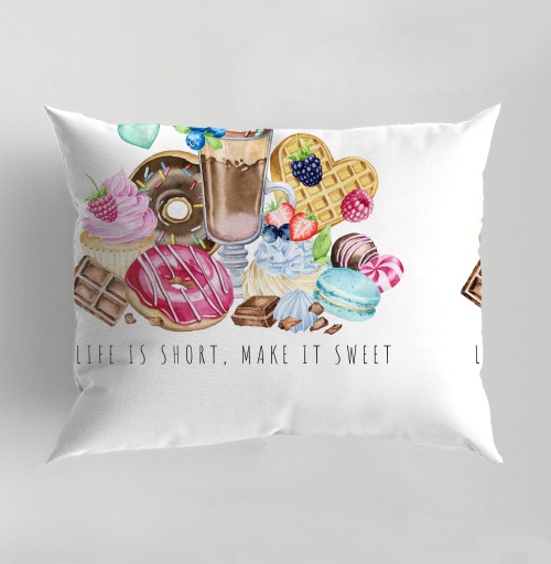 Фотография футболки Сладкие десерты и напитки с надписью жизнь коротка make it sweet
