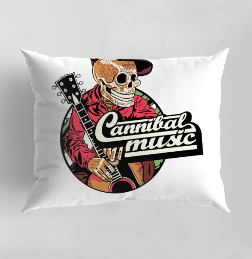 Фотография футболки Музыкальный бунтарь скелет в красной рубашке Cannibal music