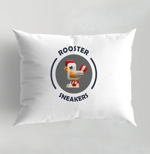 Фотография футболки Логотип ROOSTER Sneakers с петухом в кроссовках