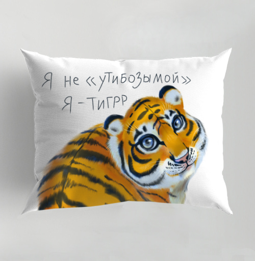 Фотография футболки Милый тигренок с большой головой на сером фоне