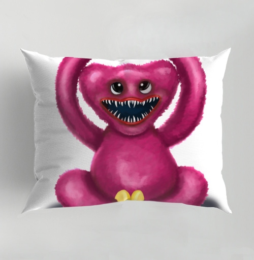 Фотография футболки Розовый пушистый монстр в позе лотоса на сером фоне