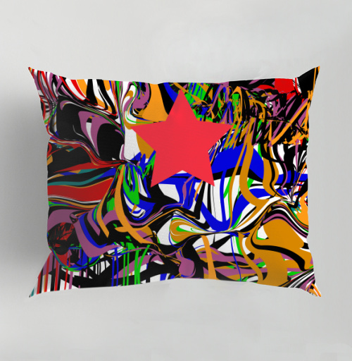 Фотография футболки Красная звезда на динамичном абстрактном фоне с разводами