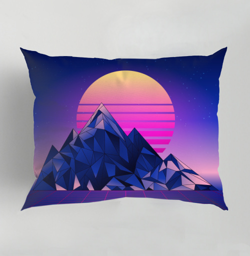 Фотография футболки Цифровой закат в стиле Synthwave с неоновой палитрой