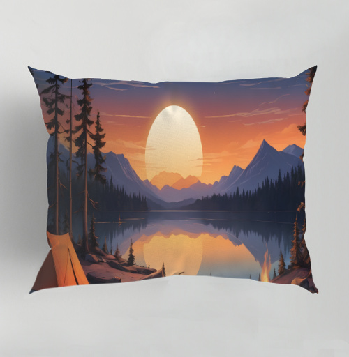 Фотография футболки Nature adventures at the mountain lake sunset / Поход к горному озеру на закате