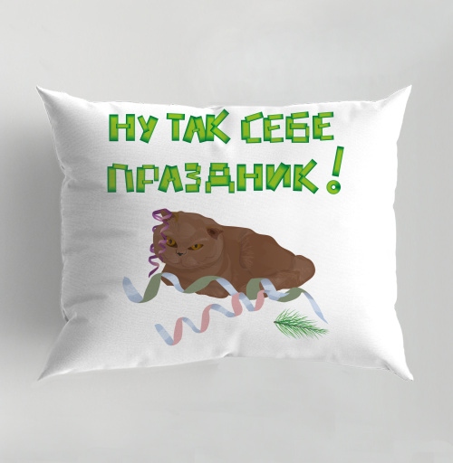 Фотография футболки Меланхоличный кот среди мишуры иронизирует над праздником