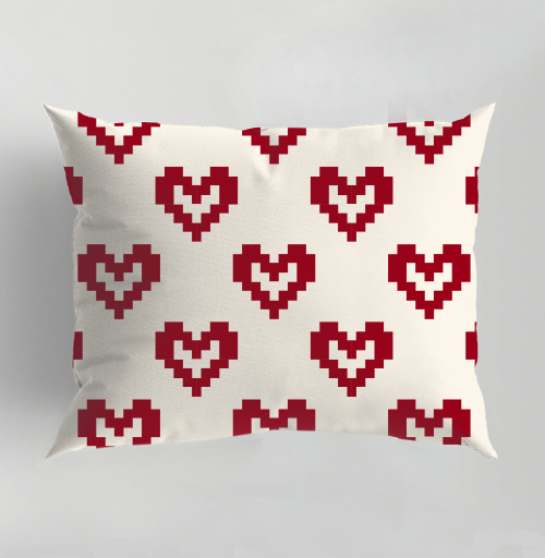 Фотография футболки Пиксельные красные сердца на светлом фоне Pixel Hearts – Сердца