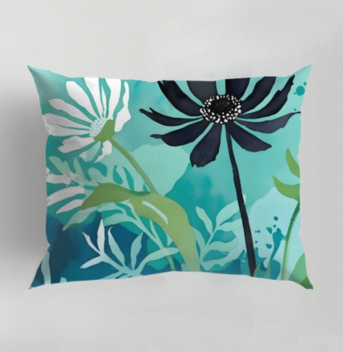 Фотография футболки Modern Teal Floral Composition / Абстрактная бирюзовая цветочная композиция