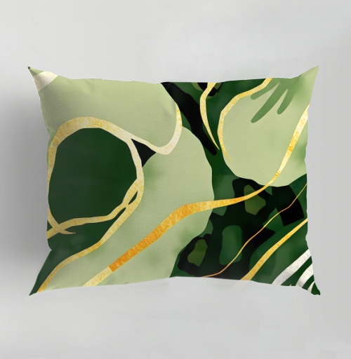 Фотография футболки Золотые изгибы на зеленом анималистичном фоне / Golden curves on green animal background