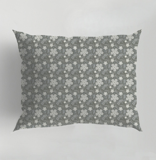 Фотография футболки Grey Daisy Floral / Серые маргаритки цветы — Паттерн серые маргаритки цветы