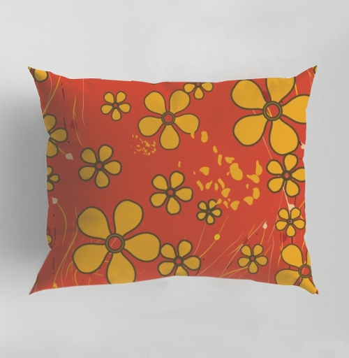 Фотография футболки Yellow Flowers Retro Pattern – Желтые цветы ретро узор оранжевого цвета